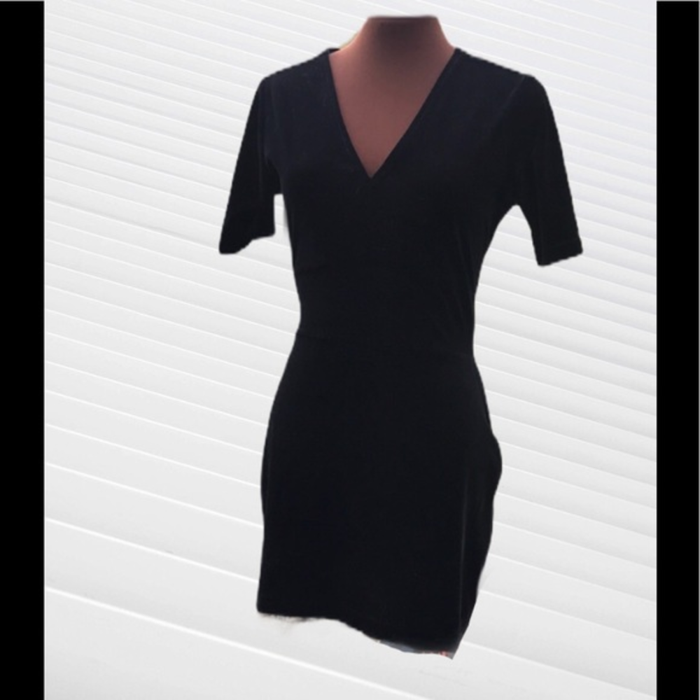 INC International Concepts Black Velvet Mini Dress XS Y2K